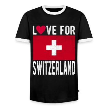 Drapeau de la Suisse - T-shirt contrasté Homme - noir/blanc - Devant - AI Model Female 172 light (172cm) & AI Model Male 178 light (178cm)