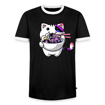Genderfluid Proud Kawaii Car Ramen Noodles Genderf - Men's Ringer Shirt - black/white - Front - AI Model Female 172 light (172cm) & AI Model Male 178 light (178cm)