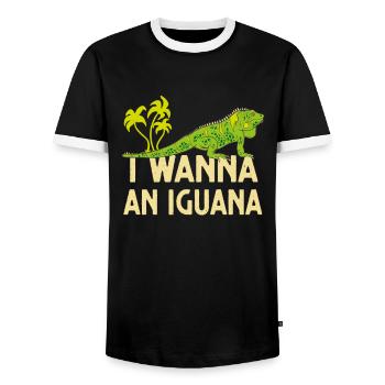 I want an iguana funny reptile lover - Men's Ringer Shirt - black/white - Front - AI Model Female 172 light (172cm) & AI Model Male 178 light (178cm)