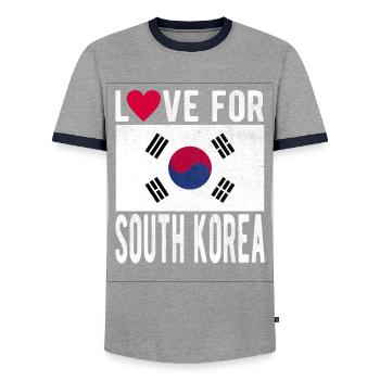 Drapeau de la Corée du Sud - T-shirt contrasté Homme - gris/marine  - Devant - AI Model Female 172 light (172cm) & AI Model Male 178 light (178cm)