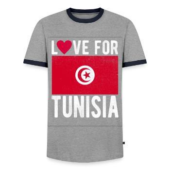 Drapeau de la Tunisie - T-shirt contrasté Homme - gris/marine  - Devant - AI Model Female 172 light (172cm) & AI Model Male 178 light (178cm)