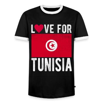 Drapeau de la Tunisie - T-shirt contrasté Homme - noir/blanc - Devant - AI Model Female 172 light (172cm) & AI Model Male 178 light (178cm)