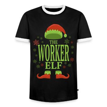 Arbeiter Weihnachtself - Männer Kontrast-T-Shirt - Schwarz/Weiß - Vorne - AI Model Female 172 light (172cm) & AI Model Male 178 light (178cm)