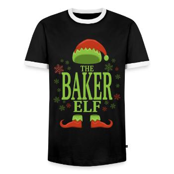 Bäcker Weihnachtself - Männer Kontrast-T-Shirt - Schwarz/Weiß - Vorne - AI Model Female 172 light (172cm) & AI Model Male 178 light (178cm)