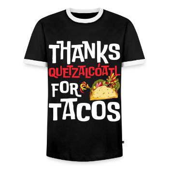 Drôle de tacos Quetzalcoatl Serpent Aztèque Dan - T-shirt contrasté Homme - noir/blanc - Devant - AI Model Female 172 light (172cm) & AI Model Male 178 light (178cm)