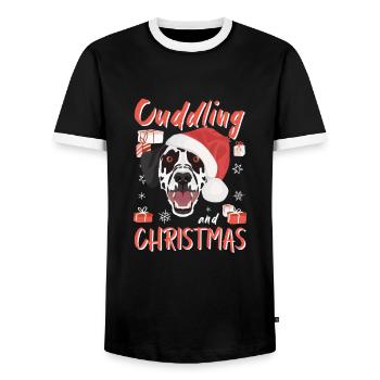 Dalmatian Merry Christmas - Men's Ringer Shirt - black/white - Front - AI Model Female 172 light (172cm) & AI Model Male 178 light (178cm)