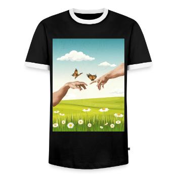 Design esthétique Bloomcore par Adam Butterfl - T-shirt contrasté Homme - noir/blanc - Devant - AI Model Female 172 light (172cm) & AI Model Male 178 light (178cm)