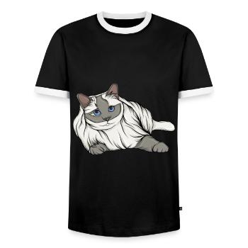 Cat lady - Men's Ringer Shirt - black/white - Front - AI Model Female 172 light (172cm) & AI Model Male 178 light (178cm)