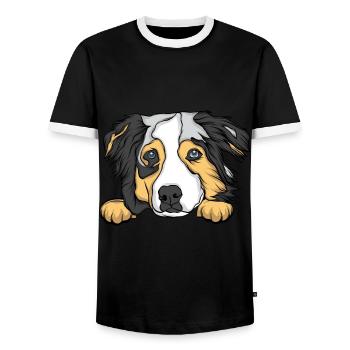 Hund - Männer Kontrast-T-Shirt - Schwarz/Weiß - Vorne - AI Model Female 172 light (172cm) & AI Model Male 178 light (178cm)
