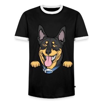 Doberman - T-shirt contrasté Homme - noir/blanc - Devant - AI Model Female 172 light (172cm) & AI Model Male 178 light (178cm)