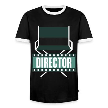 Filmmaking mode on Filmemacher Design - Männer Kontrast-T-Shirt - Schwarz/Weiß - Vorne - AI Model Female 172 light (172cm) & AI Model Male 178 light (178cm)