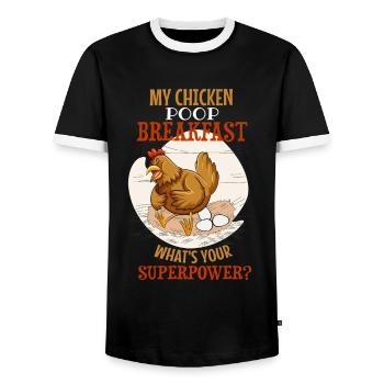 Conception amusante de l’élevage de poulets - T-shirt contrasté Homme - noir/blanc - Devant - AI Model Female 172 light (172cm) & AI Model Male 178 light (178cm)
