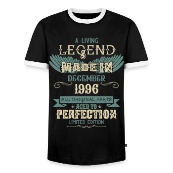 Décembre 1996 Millésime anniversaire - T-shirt contrasté Homme - noir/blanc - Devant - AI Model Female 172 light (172cm) & AI Model Male 178 light (178cm)