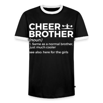 Cheerleader Cheerleading - Men's Ringer Shirt - black/white - Front - AI Model Female 172 light (172cm) & AI Model Male 178 light (178cm)