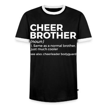 Cheerleader Cheerleading - Men's Ringer Shirt - black/white - Front - AI Model Female 172 light (172cm) & AI Model Male 178 light (178cm)