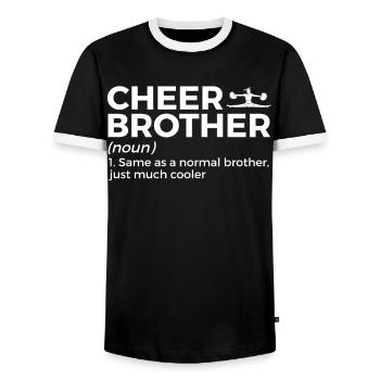 Cheerleader Cheerleading - Men's Ringer Shirt - black/white - Front - AI Model Female 172 light (172cm) & AI Model Male 178 light (178cm)
