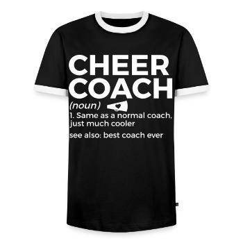 Cheerleader Cheerleading - Men's Ringer Shirt - black/white - Front - AI Model Female 172 light (172cm) & AI Model Male 178 light (178cm)