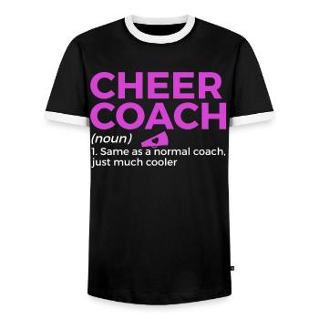 Cheerleader Cheerleading - Men's Ringer Shirt - black/white - Front - AI Model Female 172 light (172cm) & AI Model Male 178 light (178cm)
