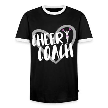 Cheerleader Cheerleading - Men's Ringer Shirt - black/white - Front - AI Model Female 172 light (172cm) & AI Model Male 178 light (178cm)