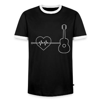 Gitarre Herzschlag - Männer Kontrast-T-Shirt - Schwarz/Weiß - Vorne - AI Model Female 172 light (172cm) & AI Model Male 178 light (178cm)