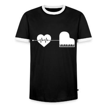 Piano Piano Heartbeat - Men's Ringer Shirt - black/white - Front - AI Model Female 172 light (172cm) & AI Model Male 178 light (178cm)