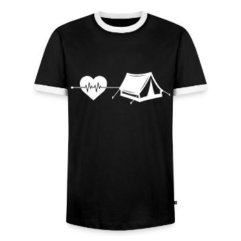 Motorhome heartbeat - Men's Ringer Shirt - black/white - Front - AI Model Female 172 light (172cm) & AI Model Male 178 light (178cm)
