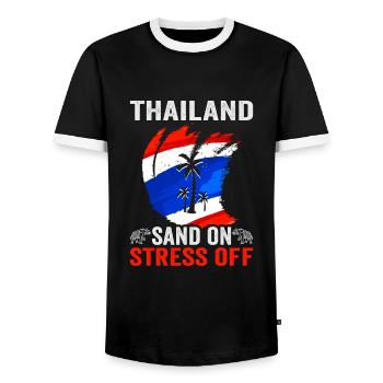 Thaïlande Beach Holiday by the Sea Design Beach Motif - T-shirt contrasté Homme - noir/blanc - Devant - AI Model Female 172 light (172cm) & AI Model Male 178 light (178cm)