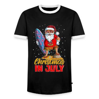 Surfer Weihnachten im Urlaub Strandoutfit Freizeit - Männer Kontrast-T-Shirt - Schwarz/Weiß - Vorne - AI Model Female 172 light (172cm) & AI Model Male 178 light (178cm)