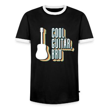 Coole Gitarre, Bro - Akustikgitarre - Männer Kontrast-T-Shirt - Schwarz/Weiß - Vorne - AI Model Female 172 light (172cm) & AI Model Male 178 light (178cm)