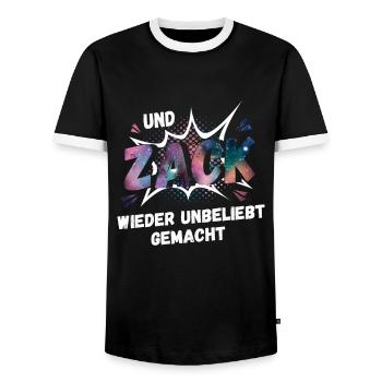 Und Zack wieder unbeliebt gemacht - Männer Kontrast-T-Shirt - Schwarz/Weiß - Vorne - AI Model Female 172 light (172cm) & AI Model Male 178 light (178cm)