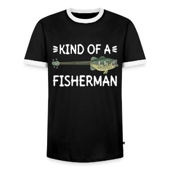 Kind Of A Fisherman - bassiste - T-shirt contrasté Homme - noir/blanc - Devant - AI Model Female 172 light (172cm) & AI Model Male 178 light (178cm)