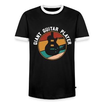 Giant Guitar Player - bassiste - T-shirt contrasté Homme - noir/blanc - Devant - AI Model Female 172 light (172cm) & AI Model Male 178 light (178cm)