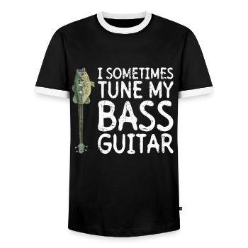 I sometimes tune my bass guitar guitarist - Men's Ringer Shirt - black/white - Front - AI Model Female 172 light (172cm) & AI Model Male 178 light (178cm)