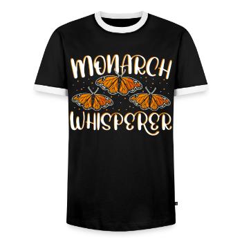 Monarch Schmetterling Schmetterlinge Pflanzung Tie - Männer Kontrast-T-Shirt - Schwarz/Weiß - Vorne - AI Model Female 172 light (172cm) & AI Model Male 178 light (178cm)