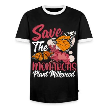 Monarch Schmetterling Schmetterlinge Pflanzung Mon - Männer Kontrast-T-Shirt - Schwarz/Weiß - Vorne - AI Model Female 172 light (172cm) & AI Model Male 178 light (178cm)
