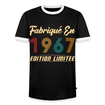 Fabriqué en 1967 Vintage Cadeau D'anniversaire - T-shirt contrasté Homme - noir/blanc - Devant - AI Model Female 172 light (172cm) & AI Model Male 178 light (178cm)