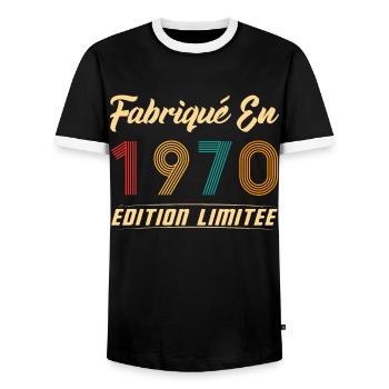 Fabriqué en 1970 Vintage cadeau d'anniversaire - T-shirt contrasté Homme - noir/blanc - Devant - AI Model Female 172 light (172cm) & AI Model Male 178 light (178cm)