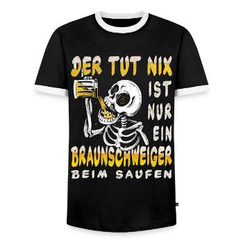 Braunschweig der tut nix Saufen Kostüm - Männer Kontrast-T-Shirt - Schwarz/Weiß - Vorne - AI Model Female 172 light (172cm) & AI Model Male 178 light (178cm)