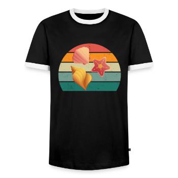 sand urlaub urlauber urlauberin ferien holiday - Männer Kontrast-T-Shirt - Schwarz/Weiß - Vorne - AI Model Female 172 light (172cm) & AI Model Male 178 light (178cm)