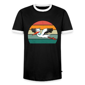 Störche Störchin Baby Kinder Kind Schnabel Storch - Männer Kontrast-T-Shirt - Schwarz/Weiß - Vorne - AI Model Female 172 light (172cm) & AI Model Male 178 light (178cm)