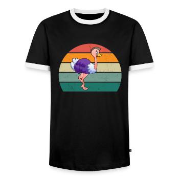 Autruches Ratites Oiseaux Autruche Afrique - T-shirt contrasté Homme - noir/blanc - Devant - AI Model Female 172 light (172cm) & AI Model Male 178 light (178cm)
