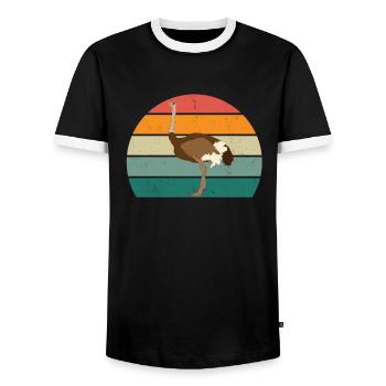 Autruches Ratites Oiseaux Autruche Afrique - T-shirt contrasté Homme - noir/blanc - Devant - AI Model Female 172 light (172cm) & AI Model Male 178 light (178cm)