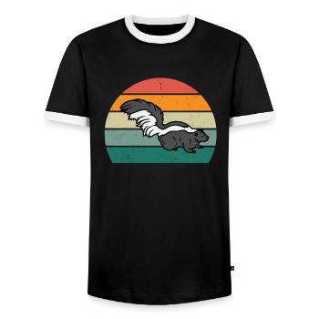 Skunks stink mammals defend skunk - Men's Ringer Shirt - black/white - Front - AI Model Female 172 light (172cm) & AI Model Male 178 light (178cm)
