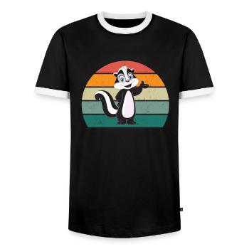 Skunks stink mammals defend skunk - Men's Ringer Shirt - black/white - Front - AI Model Female 172 light (172cm) & AI Model Male 178 light (178cm)