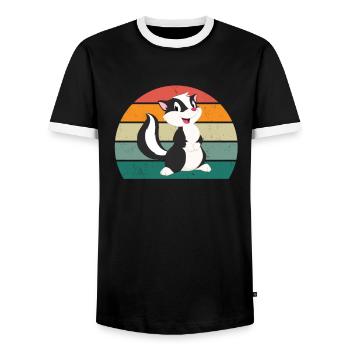 Skunks stink mammals defend skunk - Men's Ringer Shirt - black/white - Front - AI Model Female 172 light (172cm) & AI Model Male 178 light (178cm)