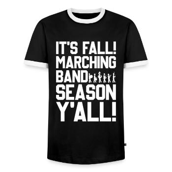 It's Fall Marching Band Season Y'All Marching Band - Men's Ringer Shirt - black/white - Front - AI Model Female 172 light (172cm) & AI Model Male 178 light (178cm)