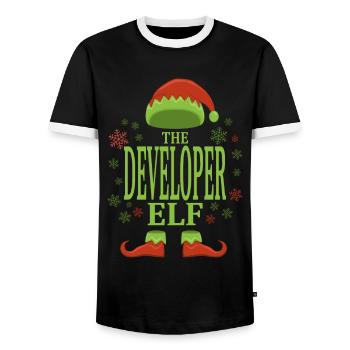 Développeur logiciel Christmas Elf - T-shirt contrasté Homme - noir/blanc - Devant - AI Model Female 172 light (172cm) & AI Model Male 178 light (178cm)