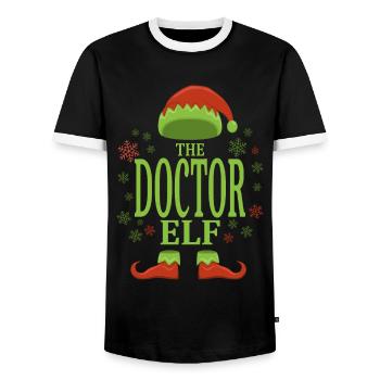 Doktor Weihnachtself - Männer Kontrast-T-Shirt - Schwarz/Weiß - Vorne - AI Model Female 172 light (172cm) & AI Model Male 178 light (178cm)