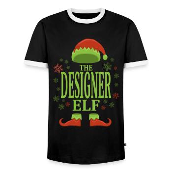 Designer Christmas Elf - Men's Ringer Shirt - black/white - Front - AI Model Female 172 light (172cm) & AI Model Male 178 light (178cm)