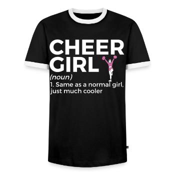 Cheerleader Cheerleading - Men's Ringer Shirt - black/white - Front - AI Model Female 172 light (172cm) & AI Model Male 178 light (178cm)